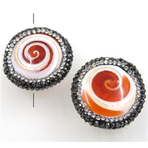 shell bead paved rhinestone, approx 25-30mm [GMPDA8553]