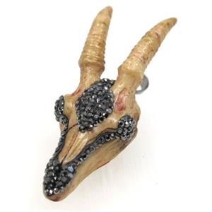 resin sheepHead pendant paved rhinestone, approx 20-60mm [GMPDA8557]