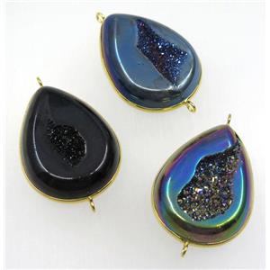 druzy agate geode teardrop connector, mix color, approx 30-40mm [GMPDA8584]