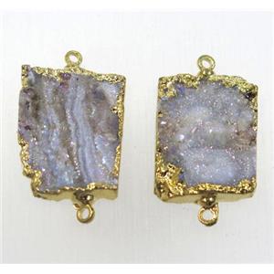 solar agate druzy rectangle connector, gold plated, approx 15-20mm [GMPDA8589]