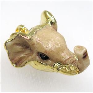 resin elephantHead pendant, gold plated, approx 30-40mm [GMPDA8592]