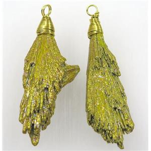 kyanite pendant, freeform, yellow Electroplated, approx 10-25mm [GMPDA8603-S]