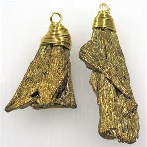 kyanite pendant, freeform, golden Electroplated, approx 15-55mm [GMPDA8604-L]