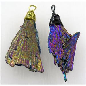 kyanite pendant, freeform, rainbow Electroplated, approx 15-55mm [GMPDA8607-L]