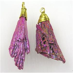 kyanite pendant, freeform, hotpink Electroplated, approx 15-55mm [GMPDA8609-L]