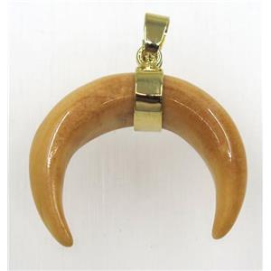 yellow crescent cattle bone pendant, approx 30-35mm [GMPDA8612-L]
