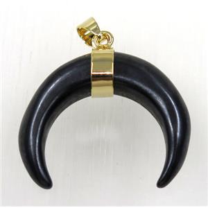 black cattle bone crescent pendant, horn, approx 30-35mm [GMPDA8614-L]