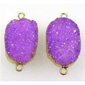 purple druzy quartz connector, freeform, gold plated, approx 15-35mm [GMPDA8629]