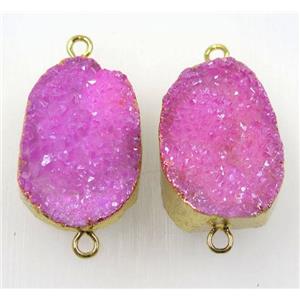 pink druzy quartz connector, freeform, gold plated, approx 15-35mm [GMPDA8630]