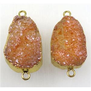 golden champagne druzy quartz connector, freeform, gold plated, approx 15-35mm [GMPDA8634]