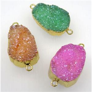 mix druzy quartz connector, freeform, gold plated, approx 15-35mm [GMPDA8635]