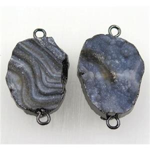 druzy solar agate connector, freeform, black plated, approx 15-33mm [GMPDA8640]