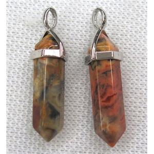 crazy agate bullet pendant, red, approx 10-30mm [GMPDA8645]
