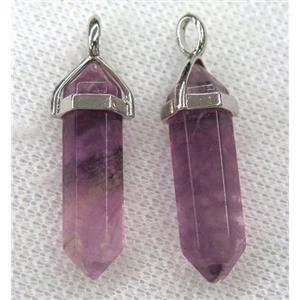 purple Fluorite bullet pendant, approx 10-30mm [GMPDA8649]