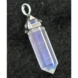 white crystal quartz bullet pendant, AB-color, approx 10-30mm [GMPDA8652]