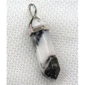 black Zebra Jasper bullet pendant, approx 10-30mm [GMPDA8659]