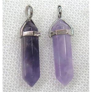Amethyst bullet pendant, purple, approx 10-30mm [GMPDA8663]