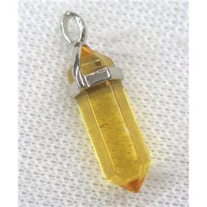 yellow crystal quartz pendant, dye, approx 10-30mm [GMPDA8668]