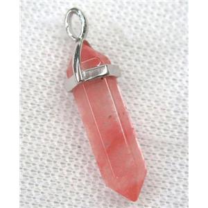 pink cherry quartz bullet pendant, approx 10-30mm [GMPDA8672]