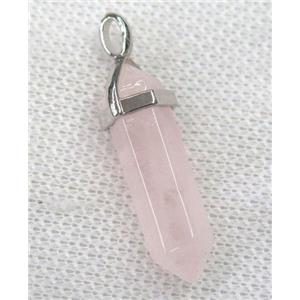 rose quartz bullet pendant, pink, approx 10-30mm [GMPDA8673]
