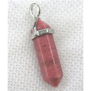 pink Rhodonite bullet pendant, approx 10-30mm [GMPDA8674]