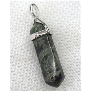 green Kambaba Jasper bullet pendant, approx 10-30mm [GMPDA8676]