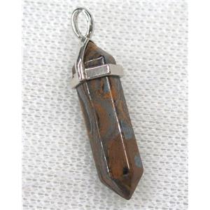 Iron Tiger Eye Stone Bullet Pendant Ferruginous, approx 10-30mm [GMPDA8681]