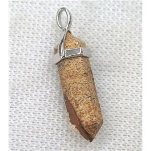 Picture Jasper bullet pendant, approx 10-30mm [GMPDA8689]