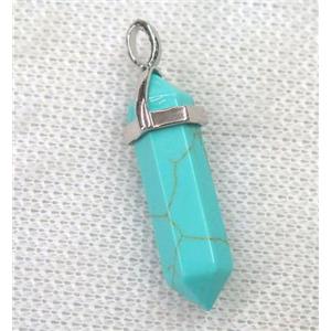 green turquoise bullet pendant, approx 10-30mm [GMPDA8690]