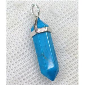 blue turquoise bullet pendant, approx 10-30mm [GMPDA8692]