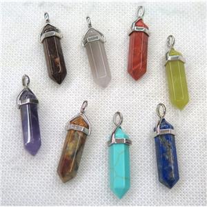 mix gemstone bullet pendant, approx 10-30mm [GMPDA8700]