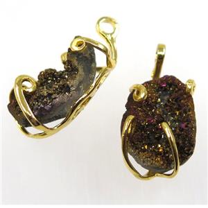 purple druzy agate tortoise pendant, approx 15-30mm [GMPDA8744]