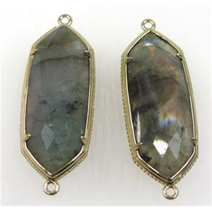 labradorite connector, faceted oval, gold plated, approx 17-40mm [GMPDA8750]
