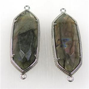 labradorite connector, faceted oval, platinum plated, approx 17-40mm [GMPDA8751]