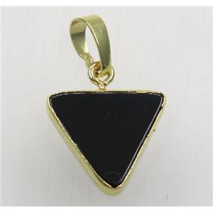 black agate triangle pendant, gold plated, approx 16x16x16mm [GMPDA8794]