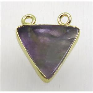 purple Amethyst triangle pendant with 2loops, gold plated, approx 16x16x16mm [GMPDA8797]