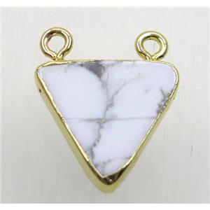 white howlite turquoise triangle pendant with 2loops, gold plated, approx 16x16x16mm [GMPDA8798]