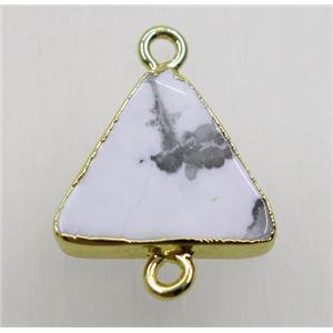 white howlite turquoise triangle connector, gold plated, approx 16x16x16mm [GMPDA8805]