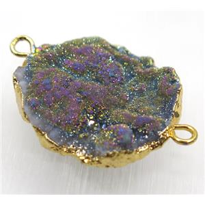 rainbow Solar Agate druzy connector, freeform, gold plated, approx 20-40mm [GMPDA8815]