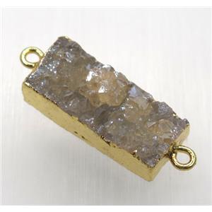 gold-champagne druzy quartz connector, rectangle, gold plated, approx 10-26mm [GMPDA8820]