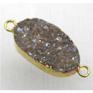 orange druzy quartz connector, oval, gold plated, approx 12-21mm [GMPDA8827]