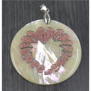 shell pendant paved druzy quartz, approx 45mm dia [GMPDA8842]