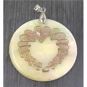 shell pendant paved druzy quartz, approx 45mm dia [GMPDA8843]