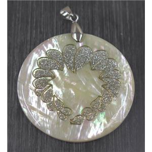 shell pendant paved druzy quartz, approx 45mm dia [GMPDA8844]