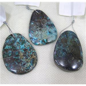 Azurite slice pendant, freeform, blue, approx 20-50mm [GMPDA8868]