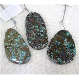 Azurite slice pendant, freeform, blue, approx 20-50mm [GMPDA8869]