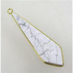 white turquoise pendant, teardrop, gold plated, approx 12-45mm [GMPDA8876]