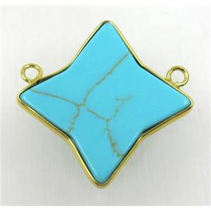 green turquoise pendant with 2loops, star, gold plated, approx 20-27mm [GMPDA8885]