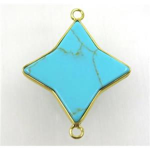 green turquoise connector, star, gold plated, approx 20-27mm [GMPDA8886]