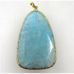 blue Amazonite teardrop pendant, gold plated, approx 28-45mm [GMPDA8889]